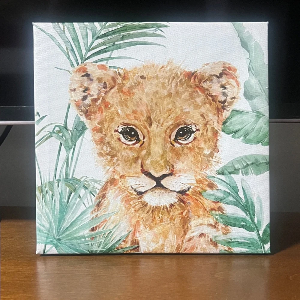 Bella Canvas Lion Cub Wall Art - Brown and Green